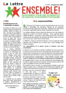 La lettre d’Ensemble! Du 05 Septembre 2024